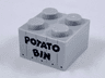 Brick 2 x 2 with Black 'POTATO BIN' Pattern