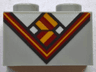 Brick 1 x 2 with Bright Light Orange and Dark Red V-Neck Collar and Tie and White Undershirt Pattern (BrickHeadz Hermione Granger / Ron Weasley Chest)