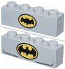 Brick 1 x 4 with Yellow and Black Batman Logo Small / Large with Dark Bluish Gray Lines Pattern (BrickHeadz Batman (Classic TV Series / Bronze Age) Chest)