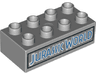 Duplo, Brick 2 x 4 with Blue 'JURASSIC WORLD' Pattern