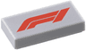 Tile 1 x 2 with Formula 1 Logo Stylized Red 'F1' on Silver Background Pattern