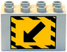 Duplo, Brick 2 x 4 x 2 with Black Diagonal Arrow and Black Stripe Border on Yellow (Detour) Pattern