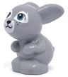 Bunny / Rabbit, Mini Doll Style, Sitting with Dark Turquoise Eyes, Black Nose and Mouth, and White Muzzle Pattern