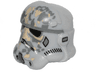 Minifigure, Headgear Helmet SW Stormtrooper, Raised Forehead Type 2, Tan and Dark Bluish Gray Dirt Stains Pattern