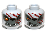Minifigure, Head Dual Sided Alien Chima Wolf with Orange Eye, Dark Gray Face and Red Scars, Closed Mouth / Open Mouth Pattern (Winzar)