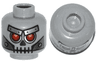 Minifigure, Head Alien Skull with Red Eyes, Metal Eyebrows with Rivets and Metal Jaw with Screws Pattern