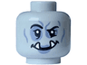 Minifigure, Head Alien Orc Female Black Eyebrows, Eyes and Mouth, White Sharp Teeth and Sand Blue Eye Shadow, Wrinkles and Lips Pattern