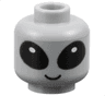 Minifigure, Head Alien with Large Black Eyes with White Glints, Grin Pattern