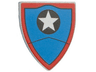 Minifigure, Shield Triangular Short with Red Band and White Star On Dark Blue Background Pattern