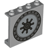 Panel 1 x 4 x 3 with Side Supports - Hollow Studs with Dark Bluish Gray and Metallic Silver Safe Door Pattern
