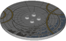 Tile, Round 8 x 8 with 4 Studs in Center with Dark Bluish Gray and Gold Circles Pattern