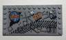 Tile, Modified 6 x 12 with Studs on Edges with 'CANNED OIL' Tin, Tire Tread, Tools, Nuts and Bolts Pattern
