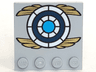 Tile, Modified 4 x 4 with Studs on Edge with Dark Azure, Dark Blue and White Target with Gold Wings Pattern