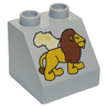 Duplo, Brick 2 x 2 x 1 1/2 Slope 45 with Africa Map and Lion Pattern