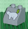 Duplo, Brick 2 x 2 x 1 1/2 Slope 45 with Lime Greenland Map and White Polar Bear Pattern
