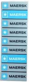 Tile 2 x 6 with Black and White Maersk Logos on Stacked Containers (9 Total, 2 Medium Azure) Pattern