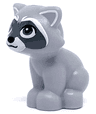 Raccoon, Friends Style with Black Nose and Mouth, White Muzzle, Eyebrows and Ears Outline, Dark Bluish Gray Eye Mask  and Stripes on Tail Pattern