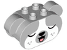 Duplo, Brick 2 x 6 x 2 1/2 Oval Ends, Rounded Ears on Sides with Black Nose, Coral Tongue, White Face with Whiskers, and Open Eyes / Closed Eyes Pattern