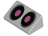 Slope 30 1 x 2 x 2/3 with Black and Dark Bluish Gray Eyes with Dark Pink Pupils Pattern (Super Mario Scaredy Rat)