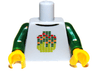 Torso Shirt with Dark Green, Lime, Orange, and Red Pixelated Minifigure Head, Black Collar Pattern / Dark Green Arms / Yellow Hands