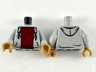 Torso Hoodie Open with Pockets and Dark Bluish Gray Drawstrings over Dark Red Shirt Pattern / Light Bluish Gray Arms / Medium Nougat Hands