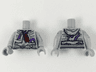 Torso Hoodie Tattered with Dark Bluish Gray Markings over Black and Red Shirt, Dark Purple and Medium Lavender Cracks Pattern / Light Bluish Gray Arms with Dark Bluish Gray Cracks Pattern / Light Bluish Gray Hands