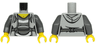 Torso Female Hoodie with Laces over Dark Bluish Gray and White Striped Shirt, Belt with Bag Pattern / Dark Bluish Gray Arms / Yellow Hands