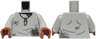 Torso Shirt Torn with Dark Bluish Gray Creases and Stains, Silver Pendant Necklace with White Tooth Pattern / Light Bluish Gray Arms / Reddish Brown Hands