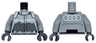 Torso Racing Jacket with White Audi Logo, 'e-tron', and Shoulders, Dark Bluish Gray Panel Pattern / Light Bluish Gray Arms / Dark Bluish Gray Hands