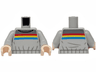 Torso Uniform Vest with Dark Bluish Gray Panel and Creases, Red, Yellow and Dark Azure Stripes Pattern / Light Bluish Gray Arms / Light Nougat Hands
