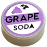 Tile, Round 1 x 1 with Medium Lavender and White Bottle Cap with Black 'GRAPE SODA' Pattern (BrickHeadz Carl Ellie Badge)