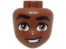 Mini Doll, Head Friends with Black Thick Eyebrows, Dark Tan Eyes, and Lopsided Open Mouth Smile with Teeth Pattern