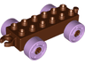 Duplo Car Base 2 x 6 with Open Hitch End and Lavender Wheels with Fake Bolts