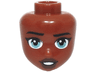Mini Doll, Head Friends with Black Eyebrows and Eyelashes, Metallic Light Blue Eyes, Dark Brown Lips, Open Mouth Smile with Teeth Pattern