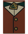 Tile 2 x 3 with Tan Shirt, Dark Green Leaf Brooch and 2 Gold Coat Buttons Pattern (BrickHeadz Frodo Torso)