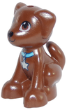 Dog, Mini Doll Style, Labrador / Labradoodle, Sitting with Black Nose and Mouth, Reddish Brown Eyes and Medium Azure Collar with Silver Star Tag Pattern (Friends Puppy Dash / Scout)