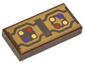 Tile 1 x 2 with Dark Brown Rectangle and Angled Lines and Dark Purple, Gold and Red Dots Pattern (BrickHeadz Albus Dumbledore Robe Trim)