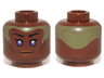 Minifigure, Head Female with Violet Eyes, Brown Lips and Pale Green Head Paint Pattern (SW Stass Allie)