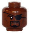 Minifigure, Head Black Eyebrows, Eye Patch, Moustache and Goatee, Dark Brown Cheek Lines, Stern Pattern