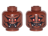 Minifigure, Head Dual Sided Alien with Red Eyes, Fangs, Fur Smiling / Worried Pattern