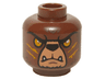 Minifigure, Head Alien Chima Bear with Black Nose, Medium Nougat Snout, and Bright Light Orange Eyes and Slash Marks Pattern