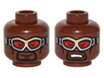 Minifigure, Head Dual Sided Glasses with Silver Goggles and Red Lenses, Black Goatee, Smile / Open Mouth Scowl Pattern