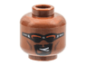 Minifigure, Head Sunglasses with Red and Black Lenses, Black Goatee, Lopsided Open Mouth Pattern