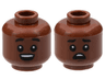 Minifigure, Head Dual Sided Black Eyebrows Raised and Eyes with White Pupils, Open Mouth / Worried Pattern