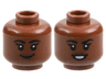 Minifigure, Head Dual Sided Female, Black Eyebrows, Dark Brown Lips, Grin / Open Mouth Smile Pattern