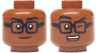 Minifigure, Head Dual Sided Black Eyebrows and Square Glasses, Closed Mouth Smile / Wink, Open Mouth with Teeth and Red Tongue Pattern