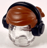 Minifigure, Hair Short with 2 Locks on Left Side with Black Headphones Pattern