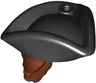 Minifigure, Hair Combo, Hair with Hat, Long Hair with Ponytail and Molded Black Pirate Tricorne Hat Pattern