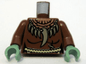 Torso Female Castle Fantasy Era with Dark Tan Animal Tooth / Claw Necklace and Tan Rope Belt Pattern / Reddish Brown Arms / Sand Green Hands