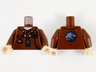 Torso Polo Shirt, Light Nougat Neck, Radio, ID Badge on Lanyard, Jurassic World Logo on Front and Back Pattern / Reddish Brown Arms / Light Nougat Hands